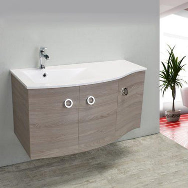 Eviva Romina® 42″ Medium Grey Oak Modern Bathroom Vanity with White Porcelain White Top Vanity Eviva